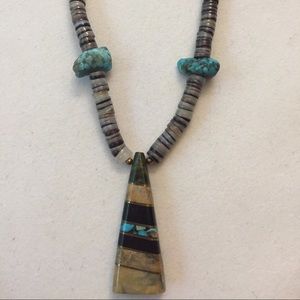 Vintage Navajo Heishi Necklace w.Turquoise Jasper